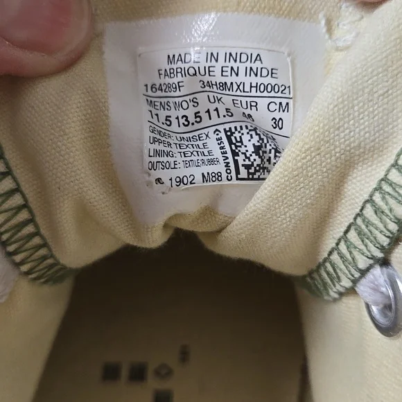 Convere Gray/Green Low Tops Size 11.5 - Picture 7 of 7